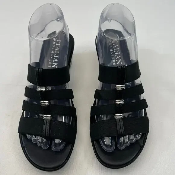 Italian Shoemakers Black Elastic Sandals Womens Size 8 - Picture 7 of 8